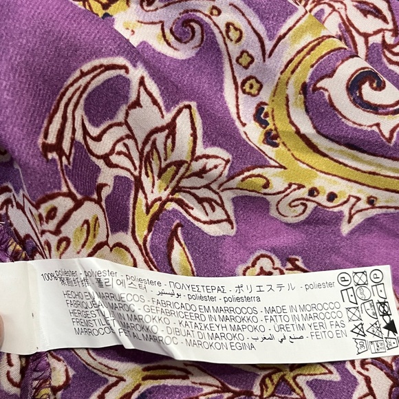 Zara Women’s Satin Effect Lavender Paisley Bow Tie Wrap Midi Dress - Size S - Picture 15 of 15